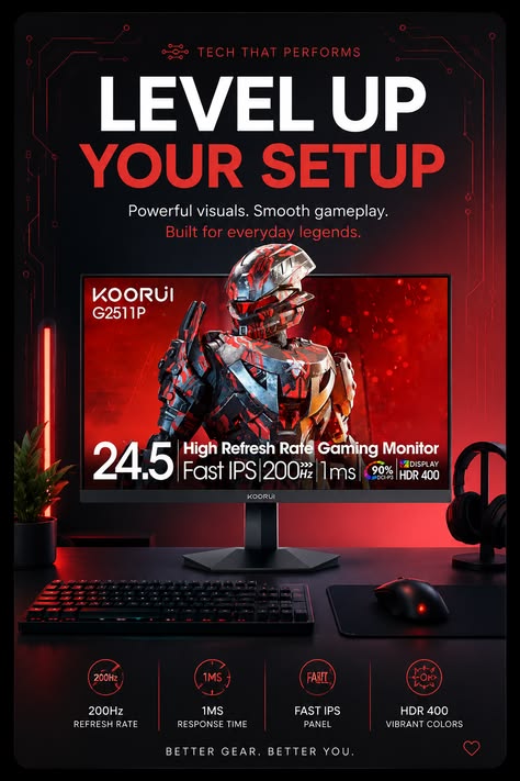 Koorui Gaming Monitor — e-commerce graphic by Macledon Ndiribe